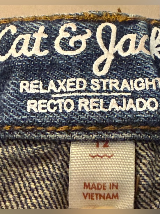Cat & Jack Dark Blue Relaxed Straight Jeans - Picture 2 of 5